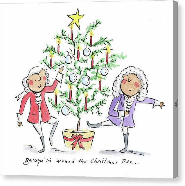 Baroquin around the Christmas Tree - Canvas Print