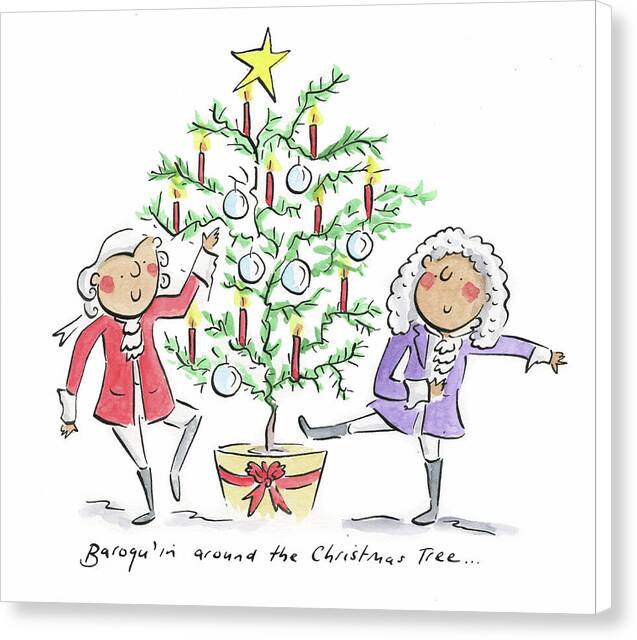 Baroquin around the Christmas Tree - Canvas Print