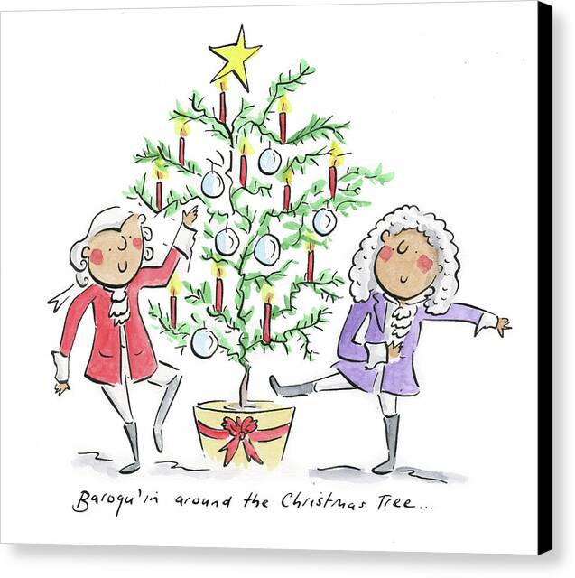 Baroquin around the Christmas Tree - Canvas Print