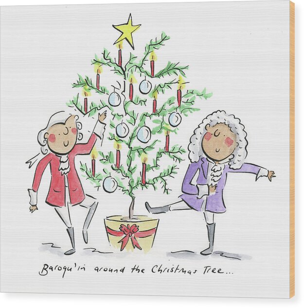 Baroquin around the Christmas Tree - Wood Print