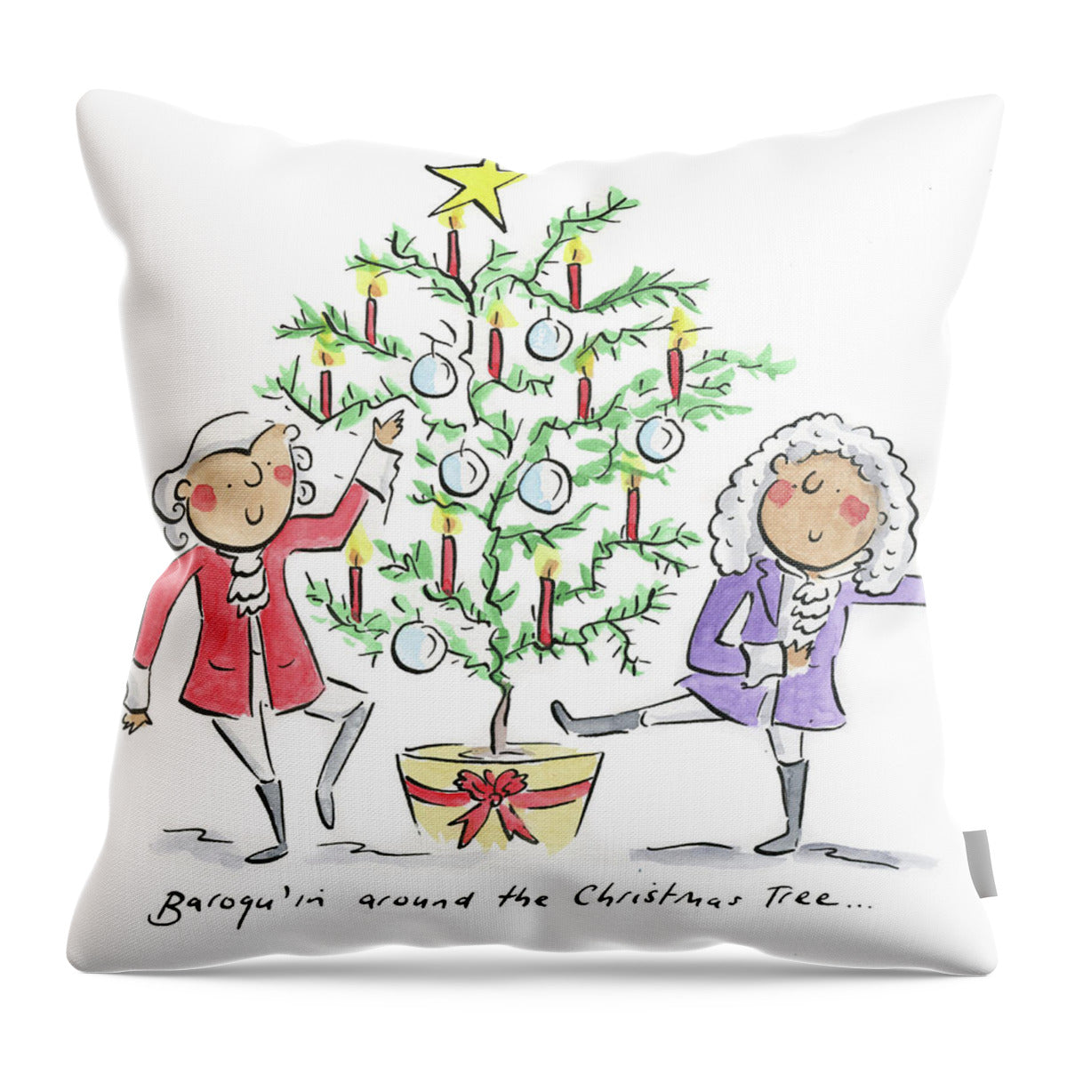 Baroquin around the Christmas Tree - Throw Pillow