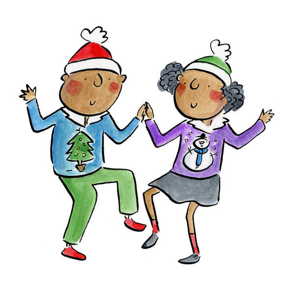 Christmas dancing - Art Print