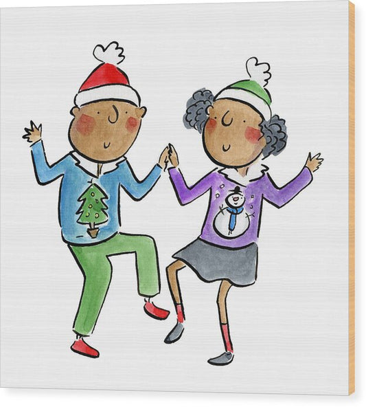 Christmas dancing - Wood Print