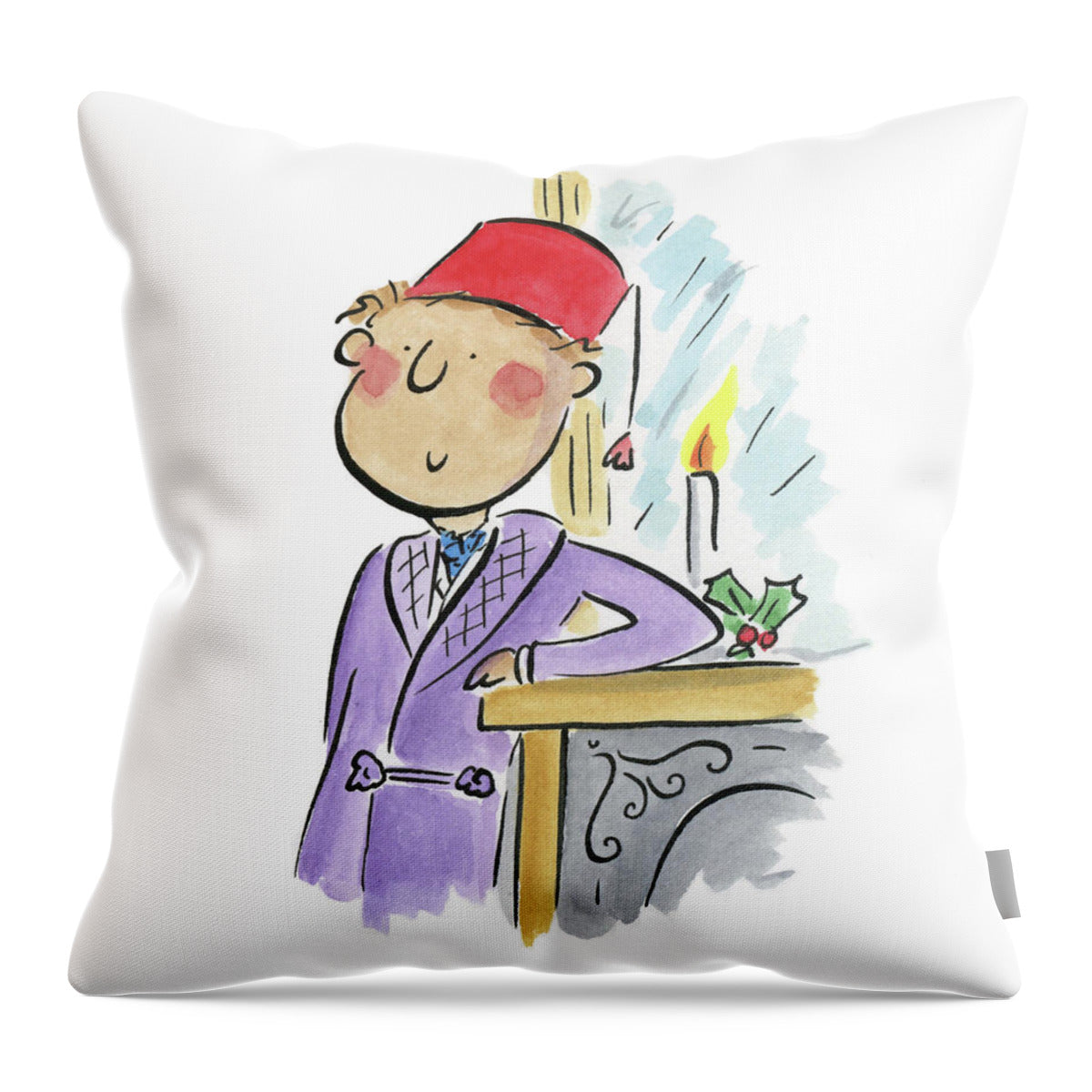 Christmas Fireplace - Throw Pillow