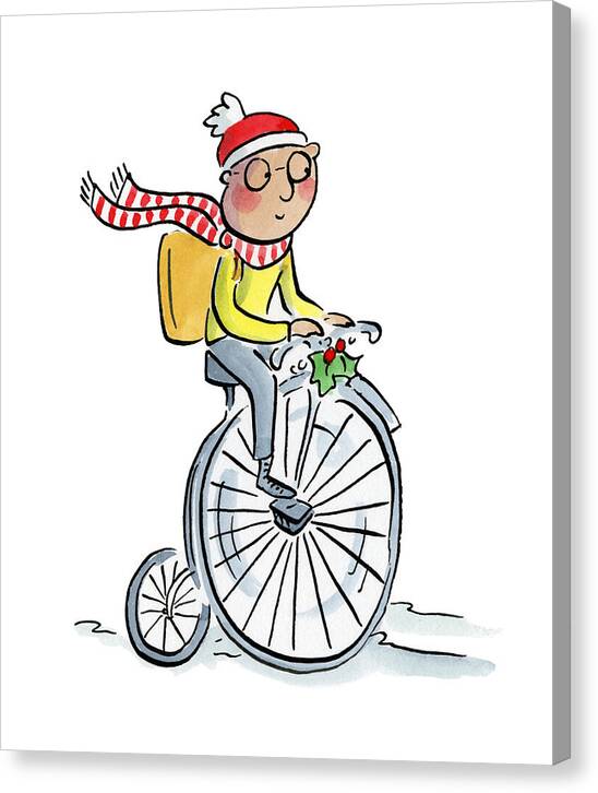 Christmas Penny Farthing - Canvas Print