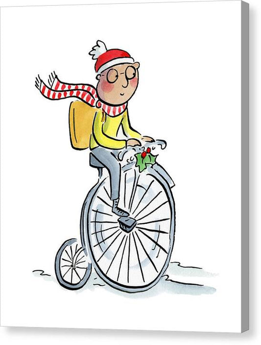 Christmas Penny Farthing - Canvas Print