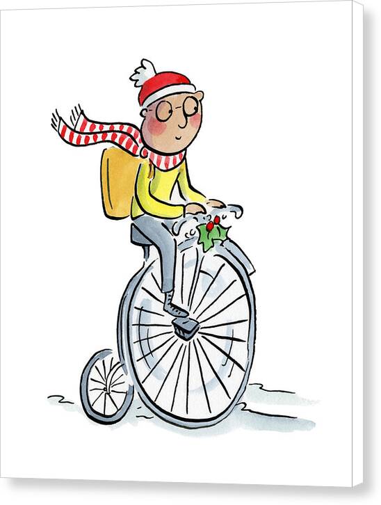 Christmas Penny Farthing - Canvas Print