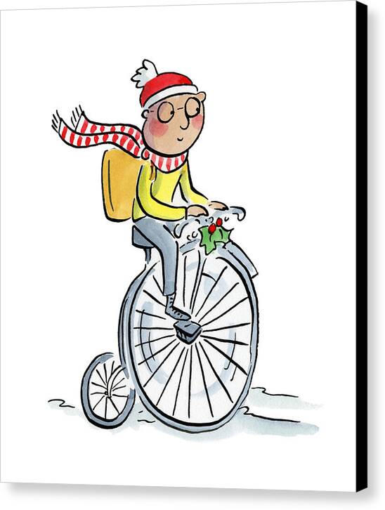 Christmas Penny Farthing - Canvas Print