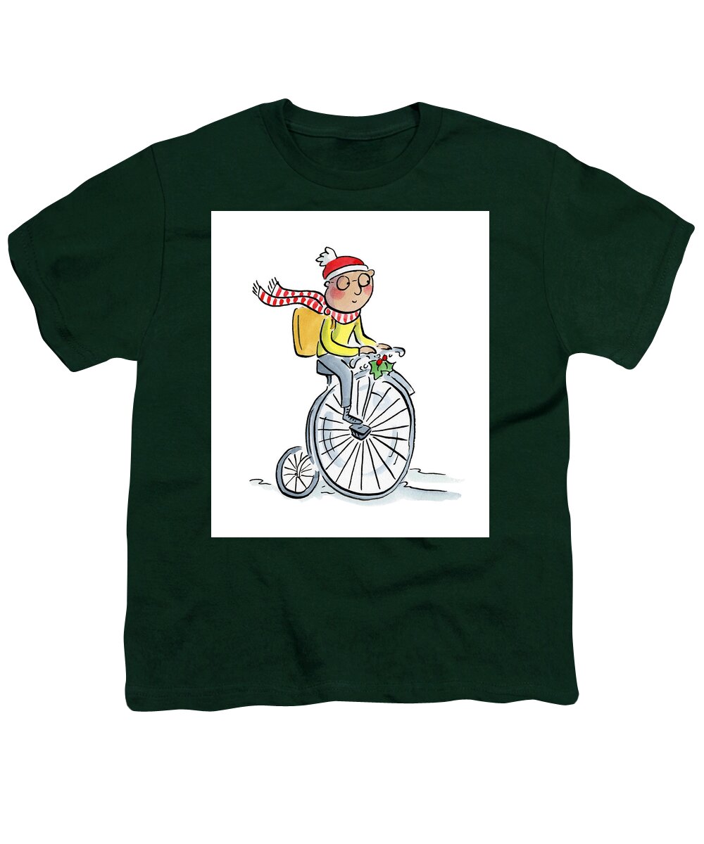 Christmas Penny Farthing - Youth T-Shirt