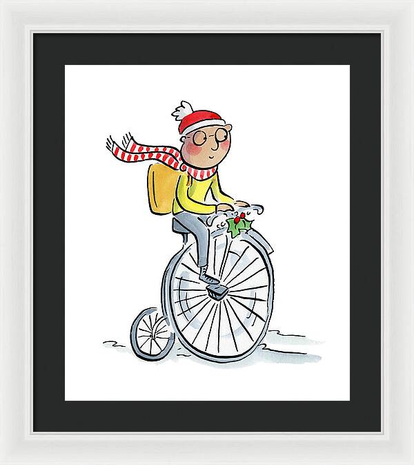 Christmas Penny Farthing - Framed Print