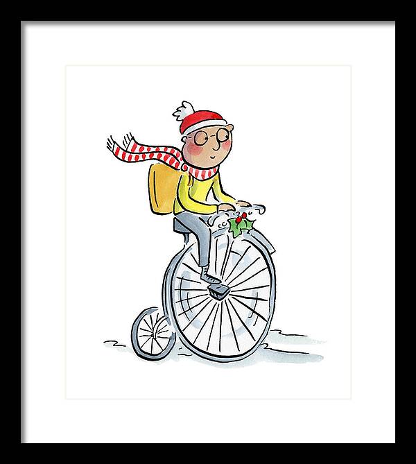 Christmas Penny Farthing - Framed Print
