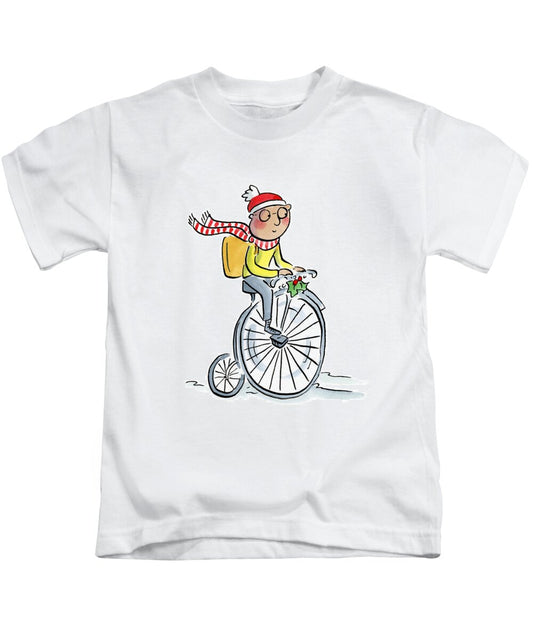 Christmas Penny Farthing - Kids T-Shirt