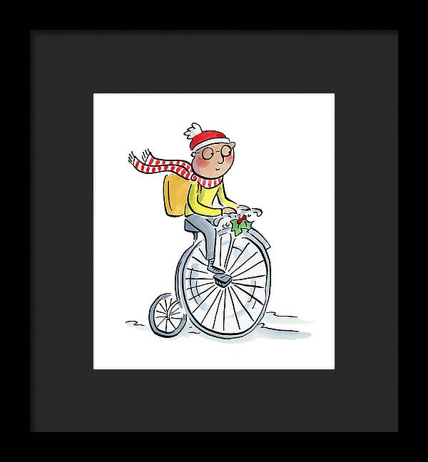 Christmas Penny Farthing - Framed Print