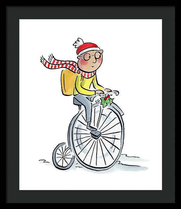 Christmas Penny Farthing - Framed Print