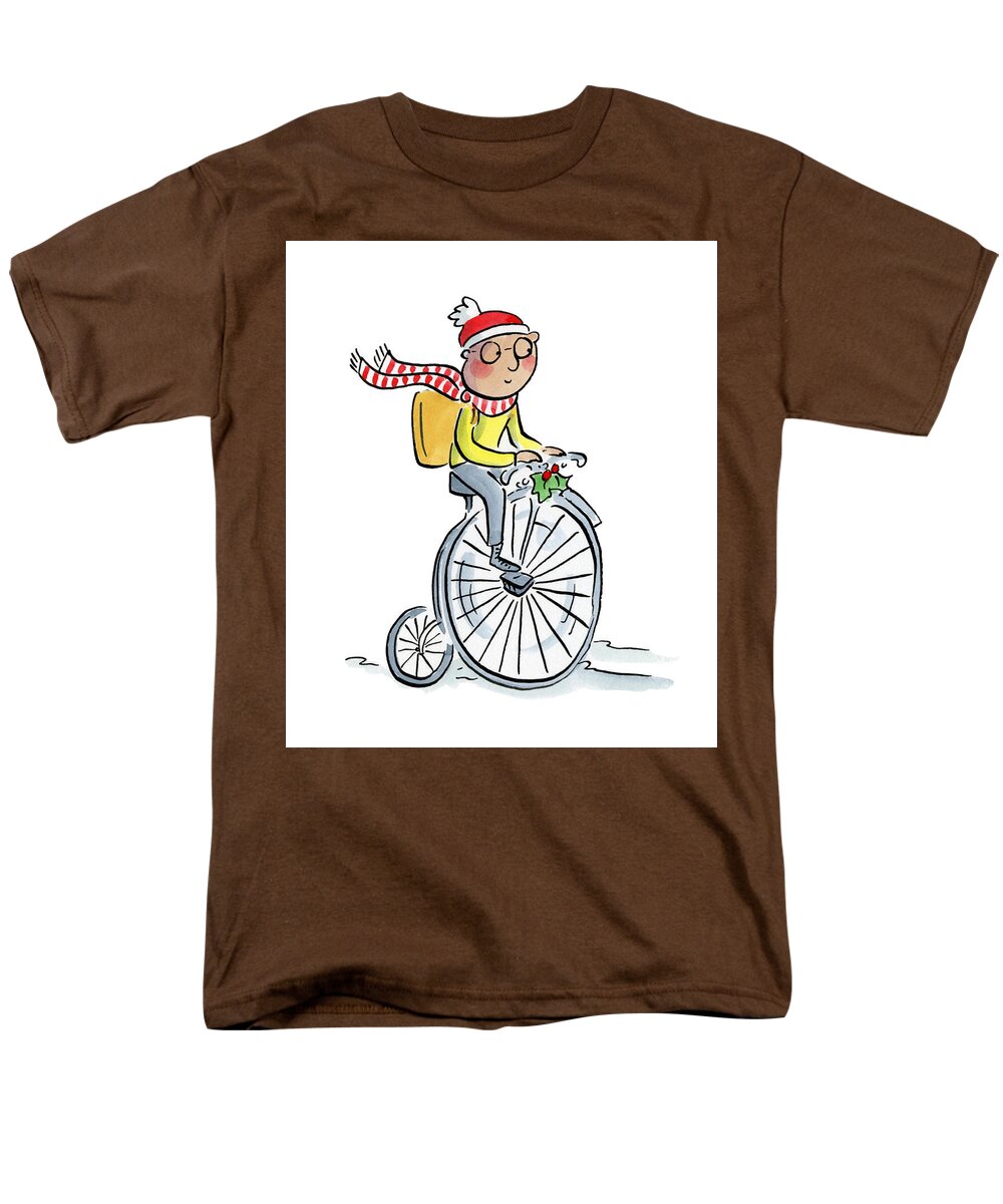 Christmas Penny Farthing - Men's T-Shirt  (Regular Fit)