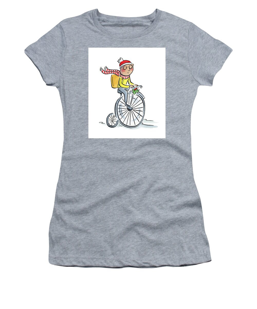 Christmas Penny Farthing - Women's T-Shirt