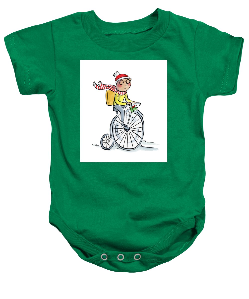 Christmas Penny Farthing - Baby Onesie