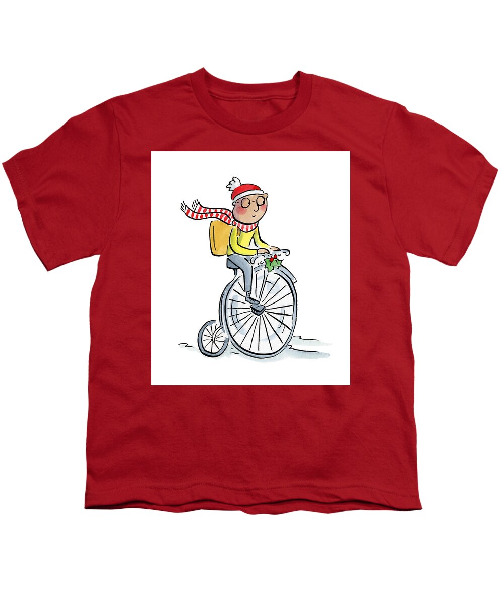 Christmas Penny Farthing - Youth T-Shirt
