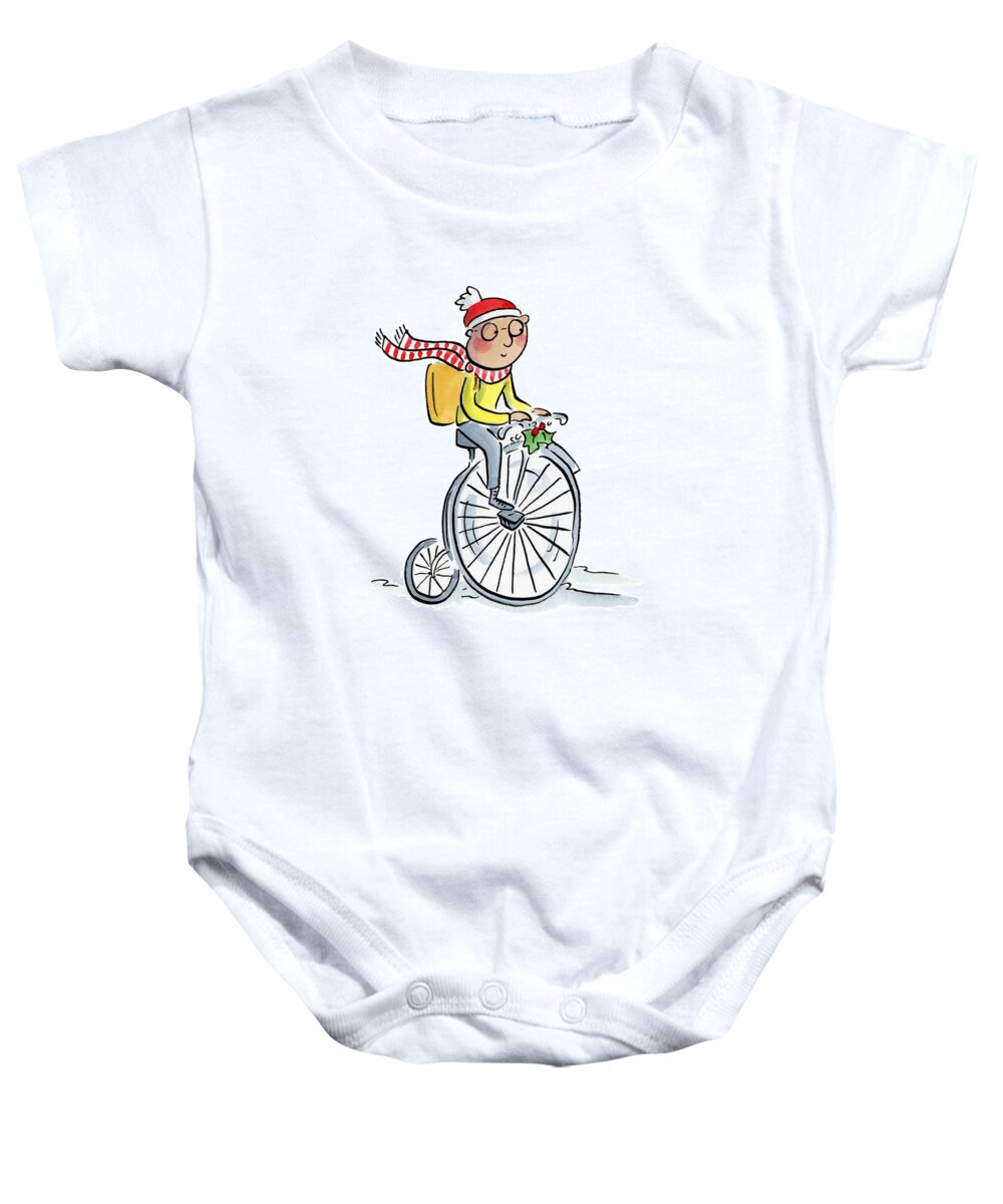 Christmas Penny Farthing - Baby Onesie