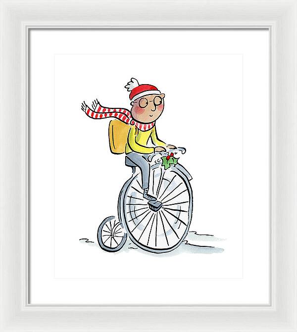 Christmas Penny Farthing - Framed Print