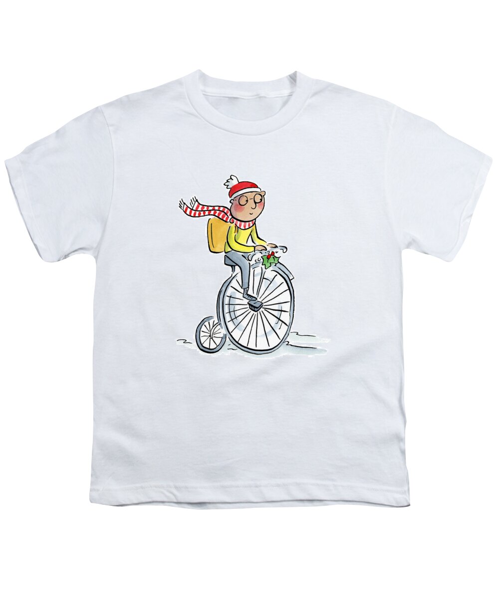 Christmas Penny Farthing - Youth T-Shirt