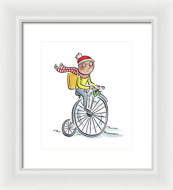 Christmas Penny Farthing - Framed Print
