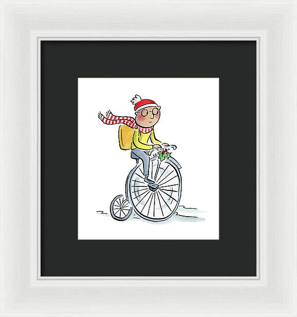 Christmas Penny Farthing - Framed Print