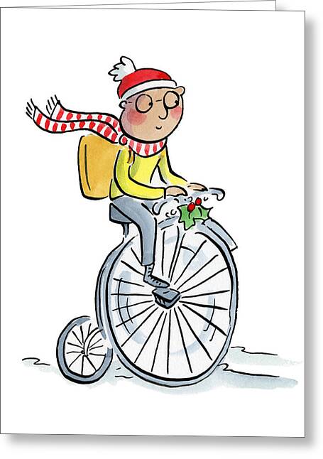 Christmas Penny Farthing - Greeting Card