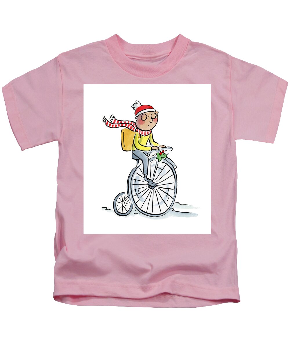 Christmas Penny Farthing - Kids T-Shirt