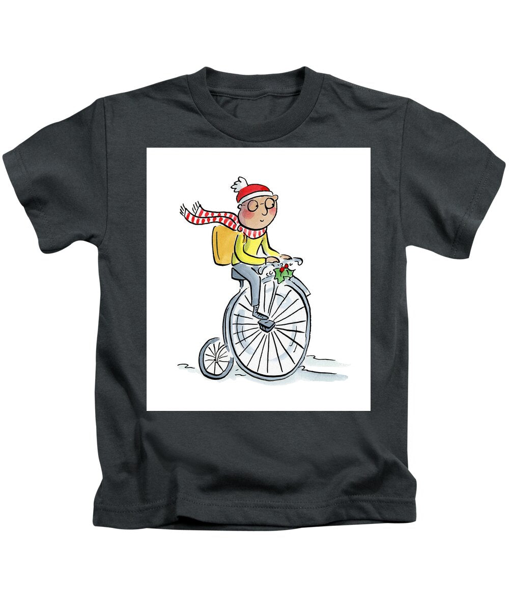 Christmas Penny Farthing - Kids T-Shirt