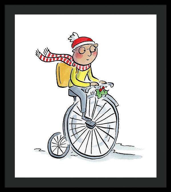 Christmas Penny Farthing - Framed Print
