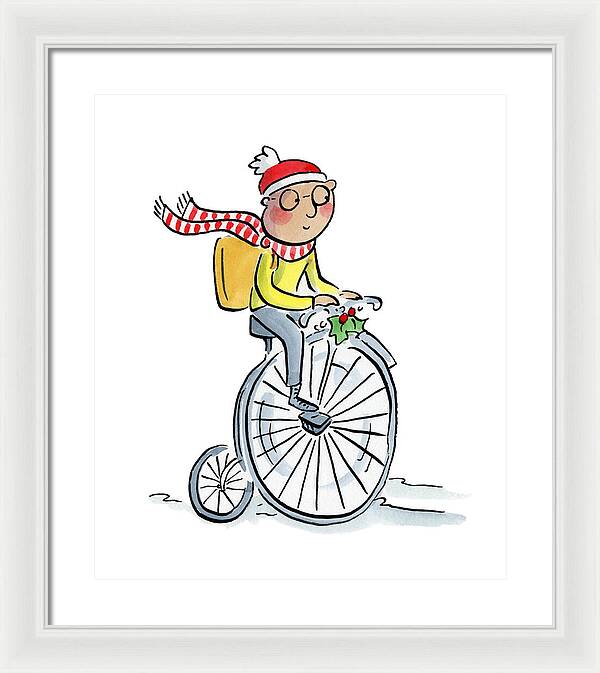 Christmas Penny Farthing - Framed Print