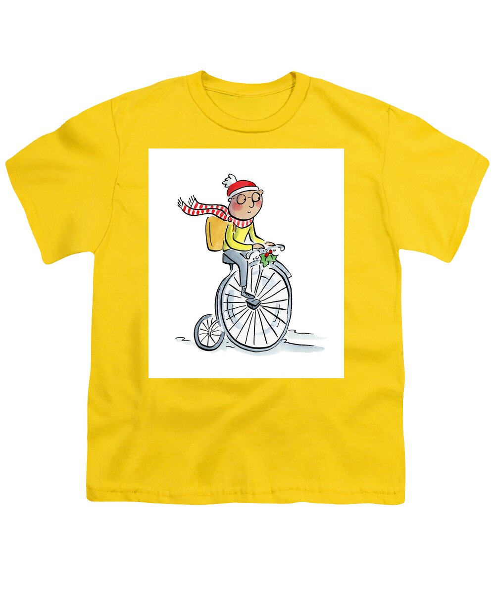 Christmas Penny Farthing - Youth T-Shirt