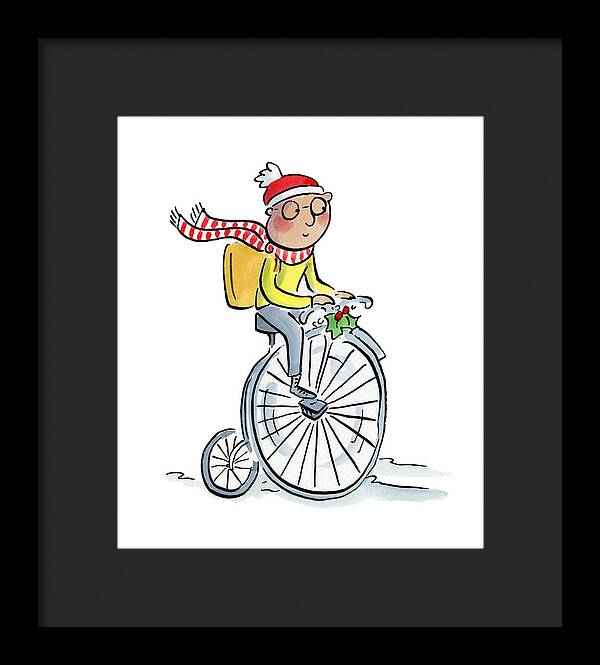 Christmas Penny Farthing - Framed Print