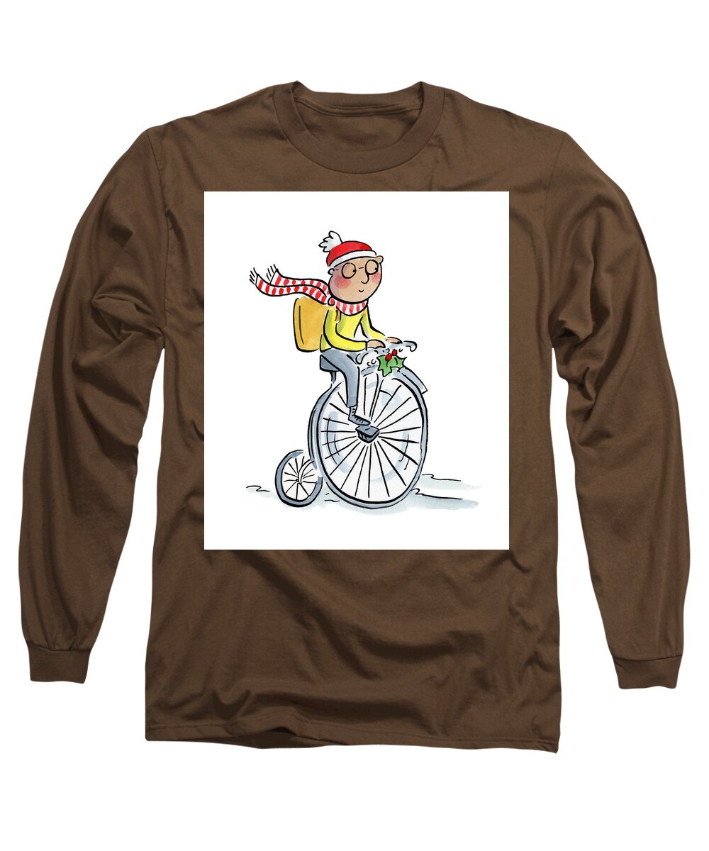 Christmas Penny Farthing - Long Sleeve T-Shirt