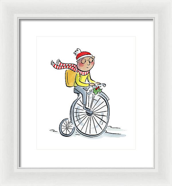 Christmas Penny Farthing - Framed Print