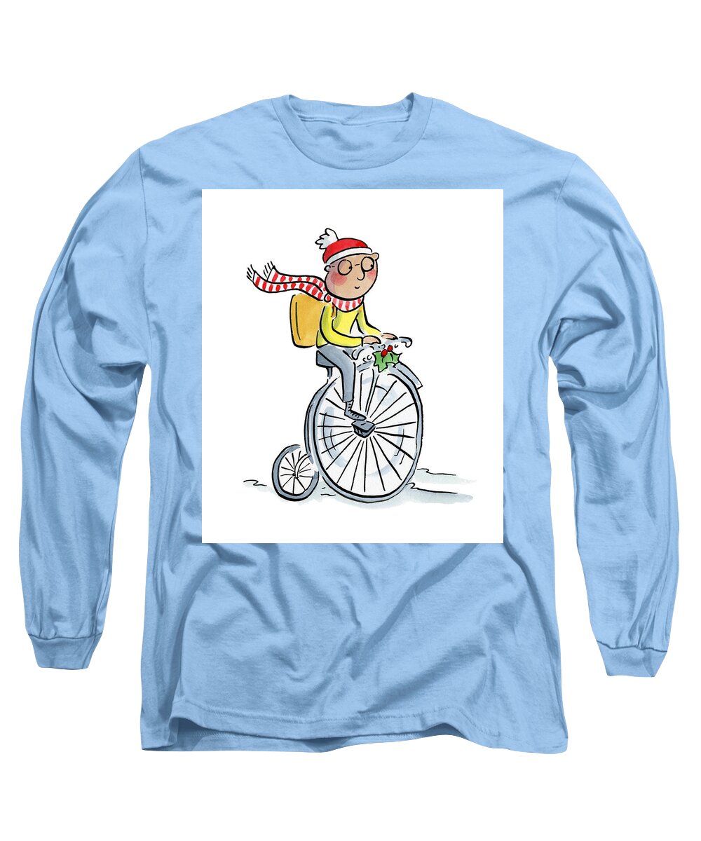 Christmas Penny Farthing - Long Sleeve T-Shirt