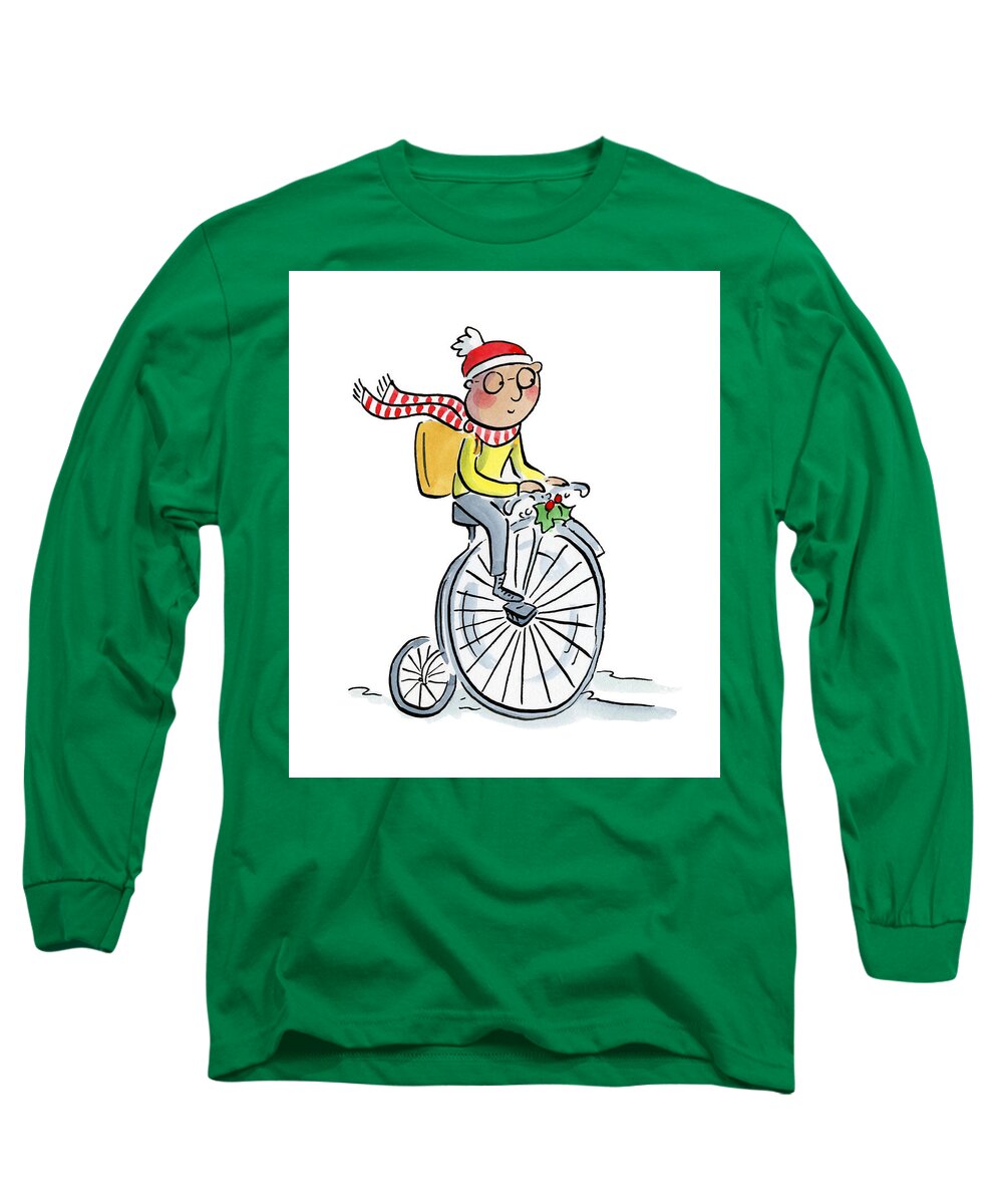 Christmas Penny Farthing - Long Sleeve T-Shirt