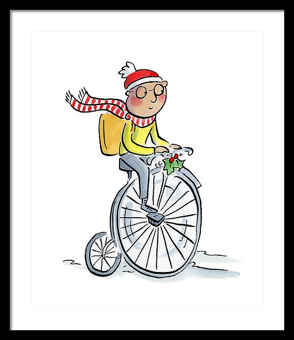 Christmas Penny Farthing - Framed Print