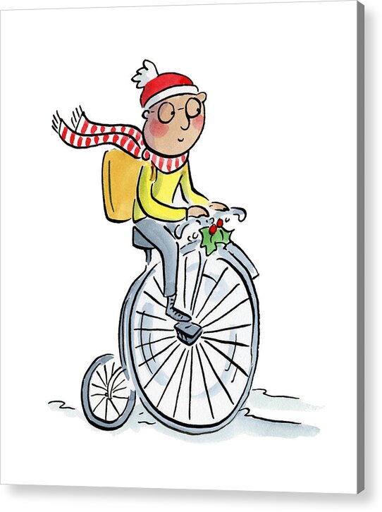 Christmas Penny Farthing - Acrylic Print