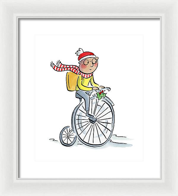 Christmas Penny Farthing - Framed Print