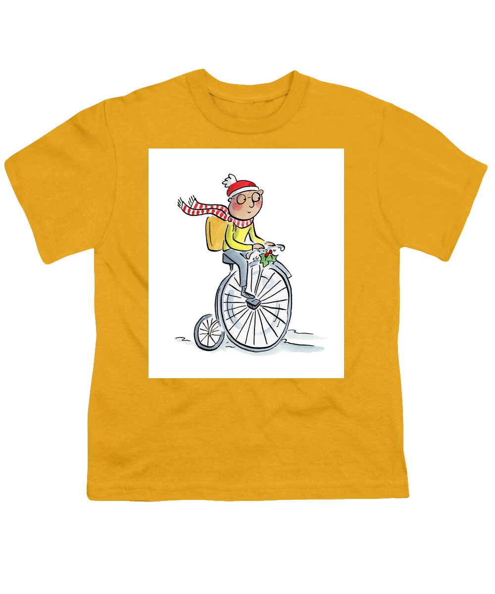 Christmas Penny Farthing - Youth T-Shirt