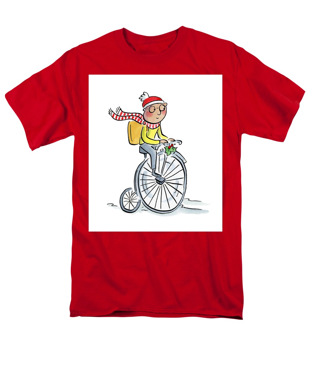 Christmas Penny Farthing - Men's T-Shirt  (Regular Fit)
