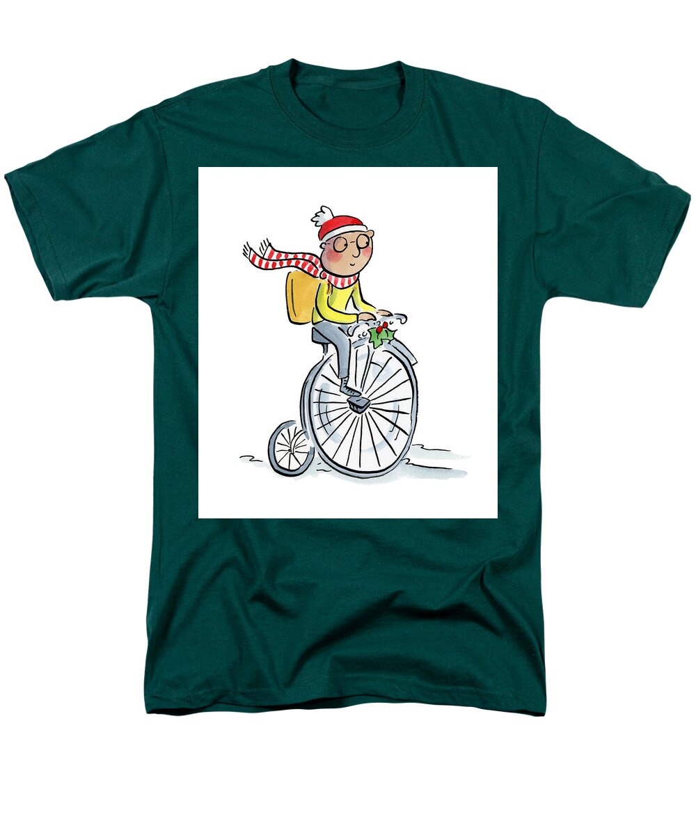 Christmas Penny Farthing - Men's T-Shirt  (Regular Fit)