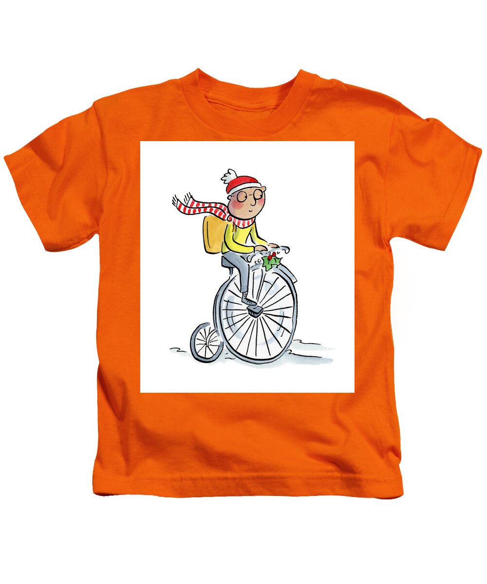Christmas Penny Farthing - Kids T-Shirt