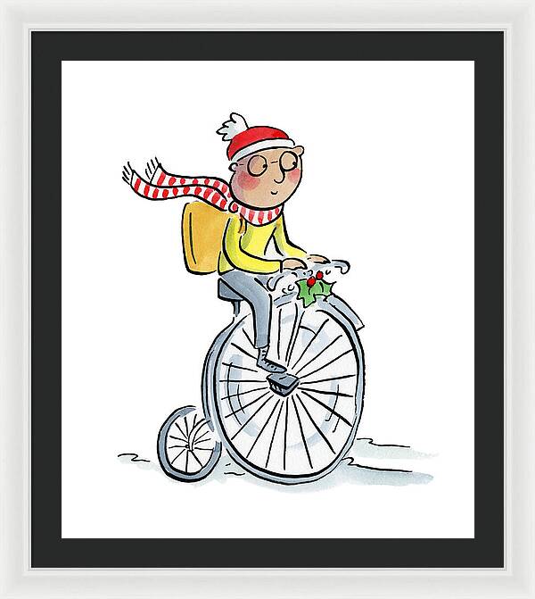 Christmas Penny Farthing - Framed Print