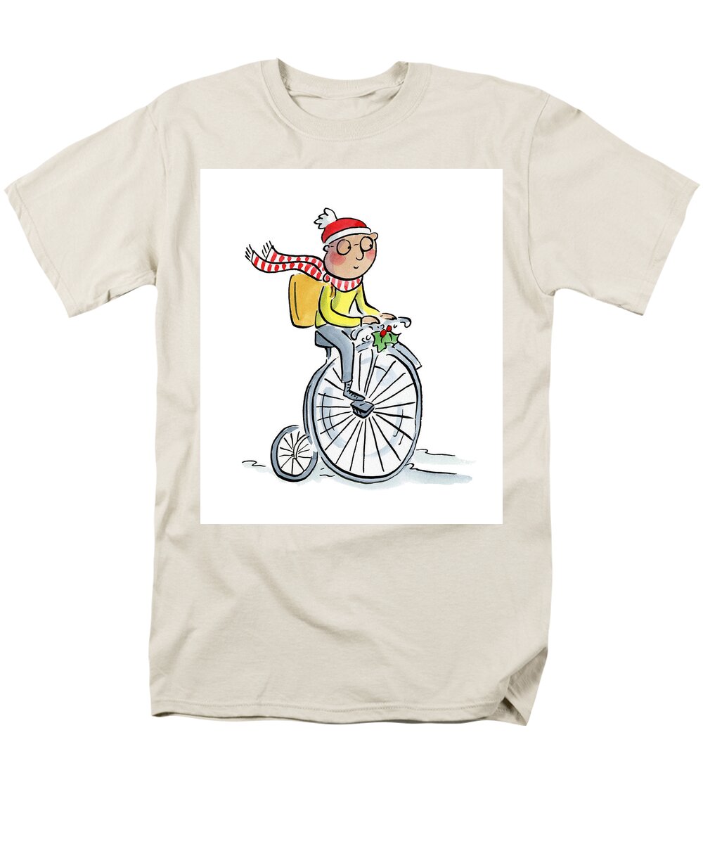 Christmas Penny Farthing - Men's T-Shirt  (Regular Fit)