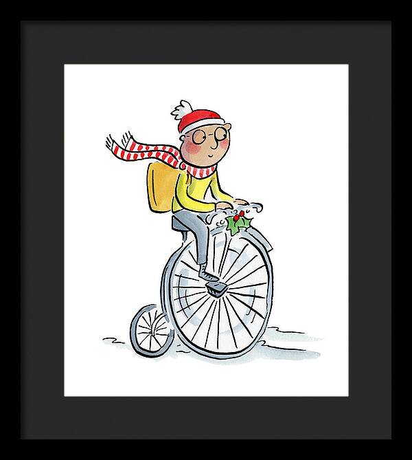 Christmas Penny Farthing - Framed Print