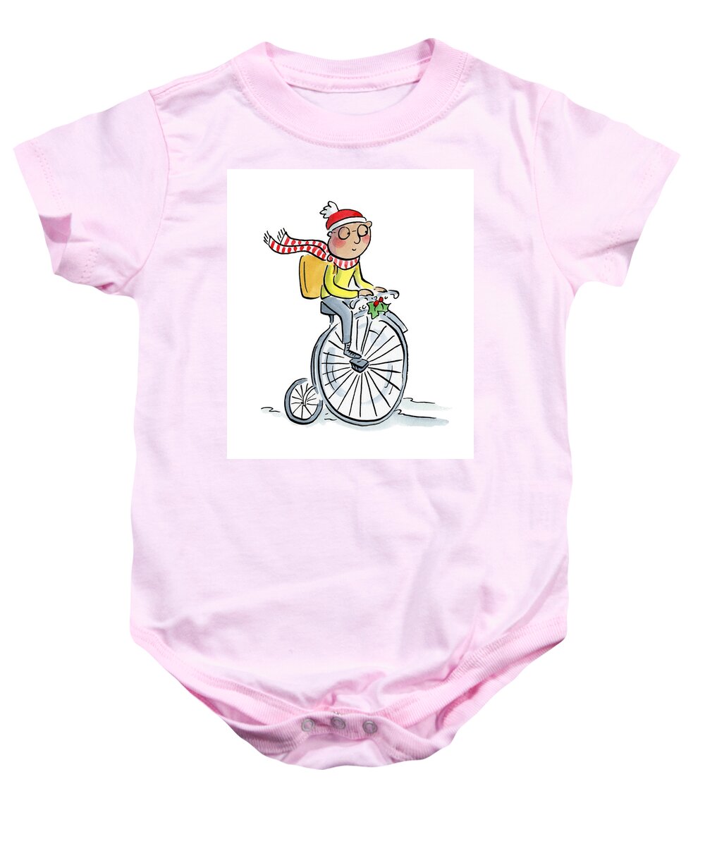 Christmas Penny Farthing - Baby Onesie