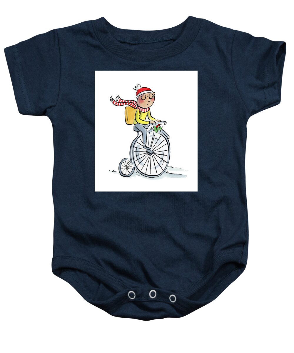 Christmas Penny Farthing - Baby Onesie